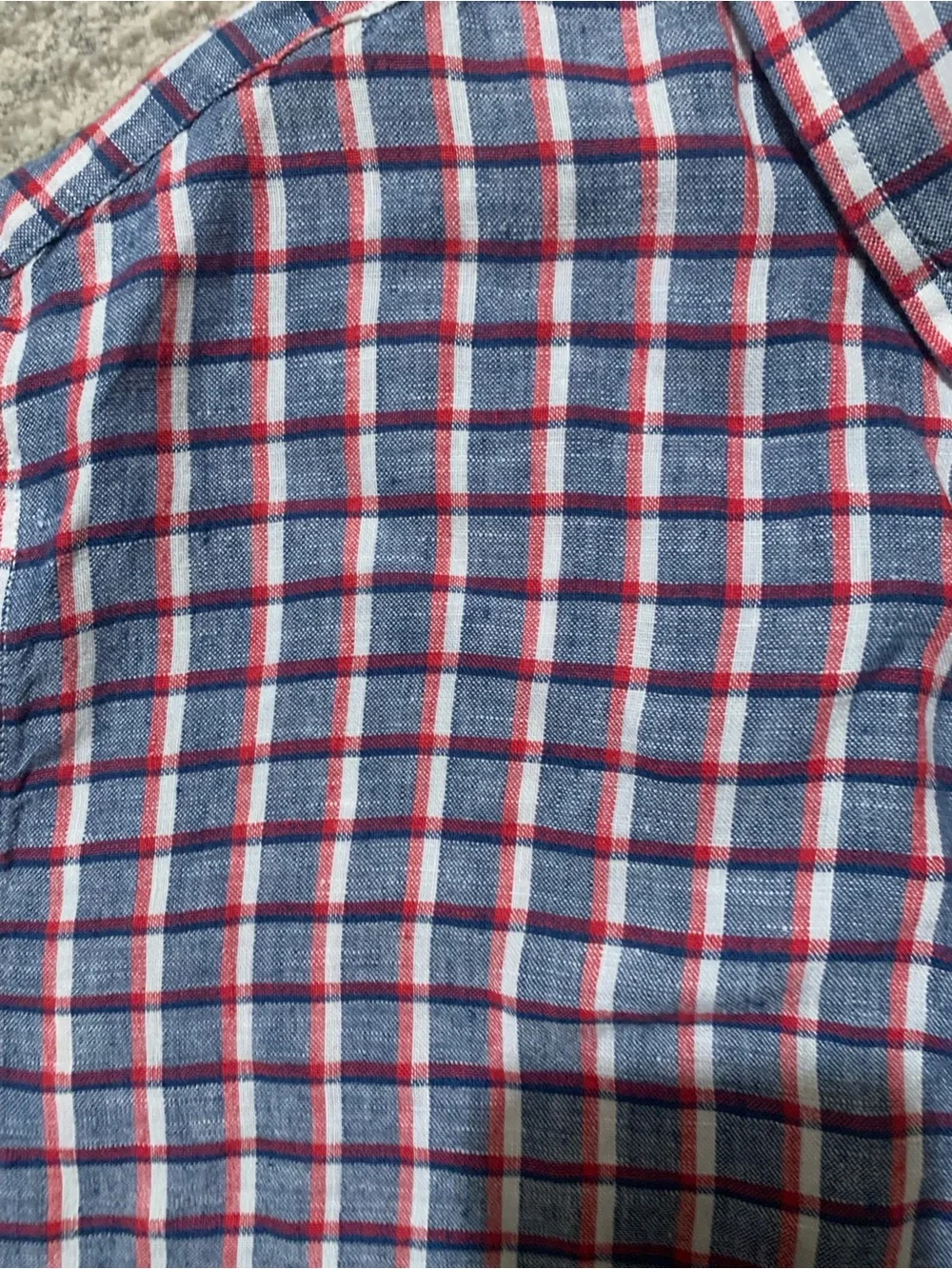 Banana Republic Short-Sleeve Plaid Button-Down Shirt - Blue & Red